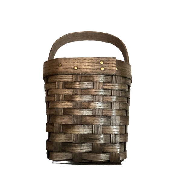 Peterboro Basket Co. Small Square Wooden Basket Swing Handle Great Condition - Picture 5 of 11